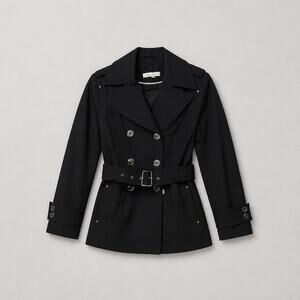 Kenneth Cole Wool Pea Coat Double Breast Belted Waist